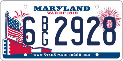 MD license plate 6BG2928