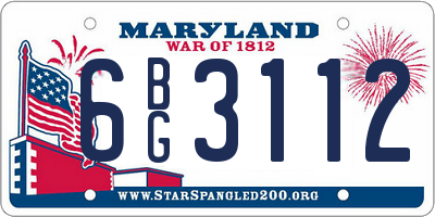 MD license plate 6BG3112