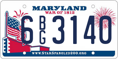 MD license plate 6BG3140
