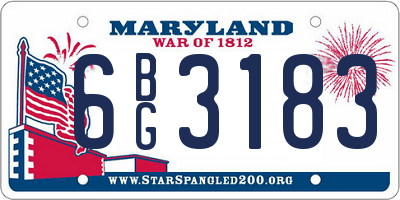 MD license plate 6BG3183