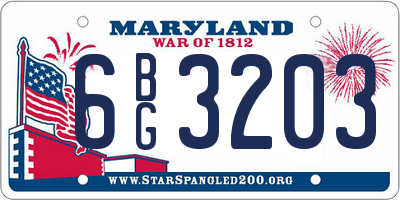 MD license plate 6BG3203
