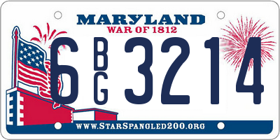MD license plate 6BG3214