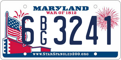 MD license plate 6BG3241