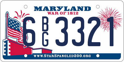 MD license plate 6BG3321