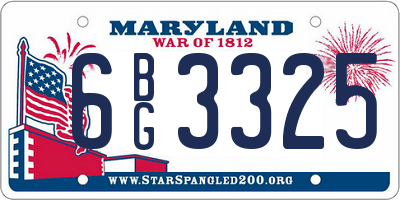 MD license plate 6BG3325