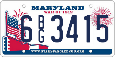 MD license plate 6BG3415