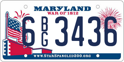 MD license plate 6BG3436