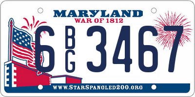 MD license plate 6BG3467