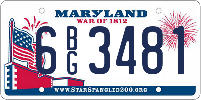 MD license plate 6BG3481