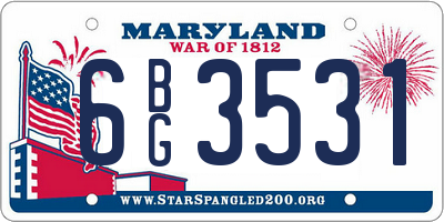 MD license plate 6BG3531