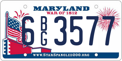 MD license plate 6BG3577