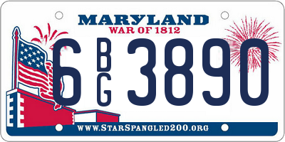 MD license plate 6BG3890
