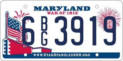 MD license plate 6BG3919