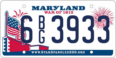 MD license plate 6BG3933