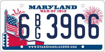 MD license plate 6BG3966