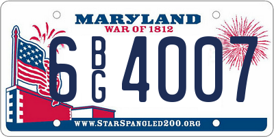 MD license plate 6BG4007