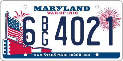 MD license plate 6BG4021