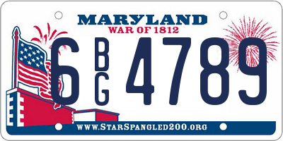 MD license plate 6BG4789