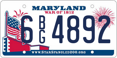 MD license plate 6BG4892