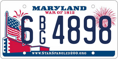 MD license plate 6BG4898