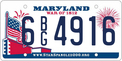 MD license plate 6BG4916
