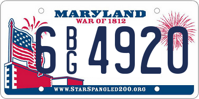 MD license plate 6BG4920