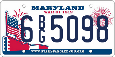 MD license plate 6BG5098