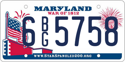 MD license plate 6BG5758