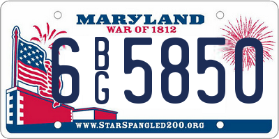 MD license plate 6BG5850