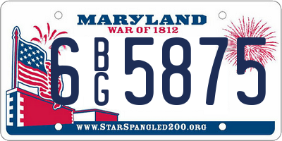 MD license plate 6BG5875