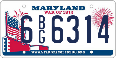 MD license plate 6BG6314