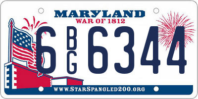 MD license plate 6BG6344