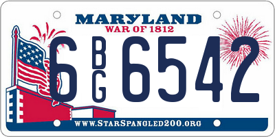 MD license plate 6BG6542
