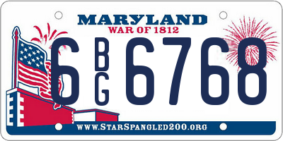 MD license plate 6BG6768
