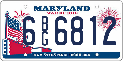 MD license plate 6BG6812
