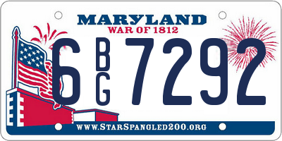 MD license plate 6BG7292