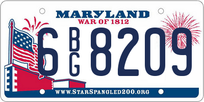 MD license plate 6BG8209