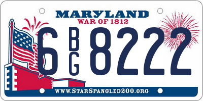 MD license plate 6BG8222