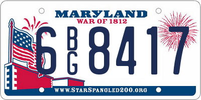 MD license plate 6BG8417