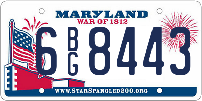 MD license plate 6BG8443