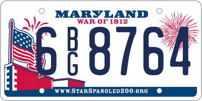 MD license plate 6BG8764