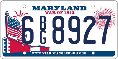 MD license plate 6BG8927
