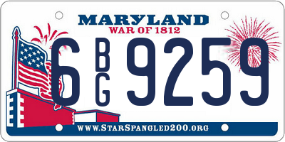MD license plate 6BG9259