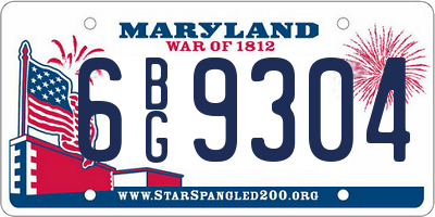 MD license plate 6BG9304
