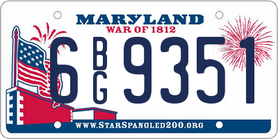 MD license plate 6BG9351