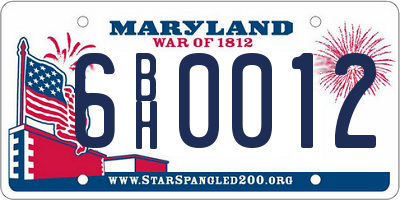 MD license plate 6BH0012