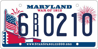 MD license plate 6BH0210