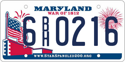 MD license plate 6BH0216