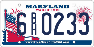 MD license plate 6BH0233