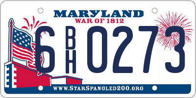 MD license plate 6BH0273